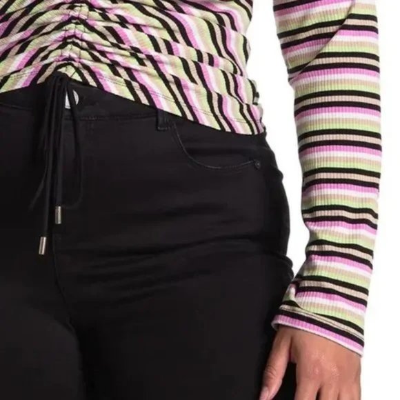 AFRM Striped Mollie Long Sleeve Drawstring Ribbed Knit Crop Top SZ 3X - Picture 9 of 10